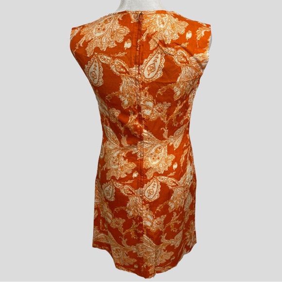 Vintage Handmade Orange Paisley Mod Mini Dress - Picture 3 of 5